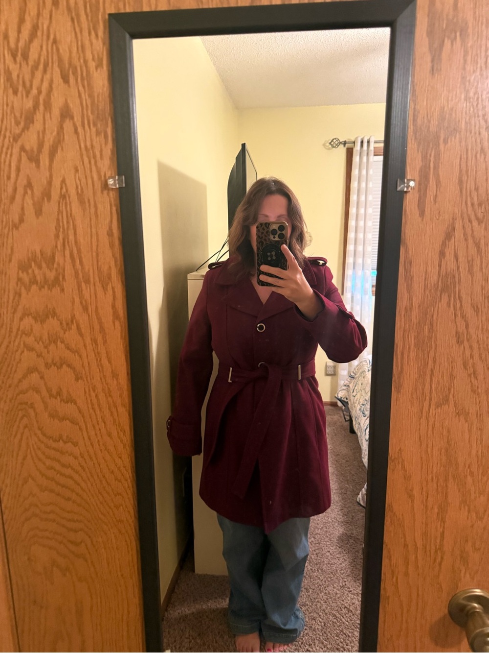 Calvin Klein Women's Burgundy Wool Coat